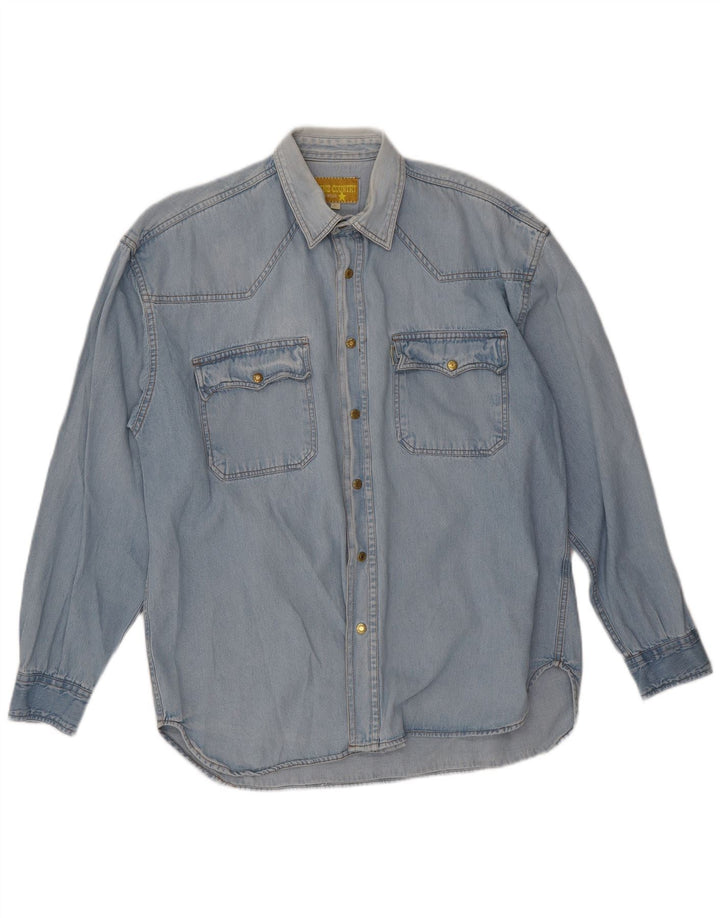 Camicia di jeans vintage da uomo grande blu