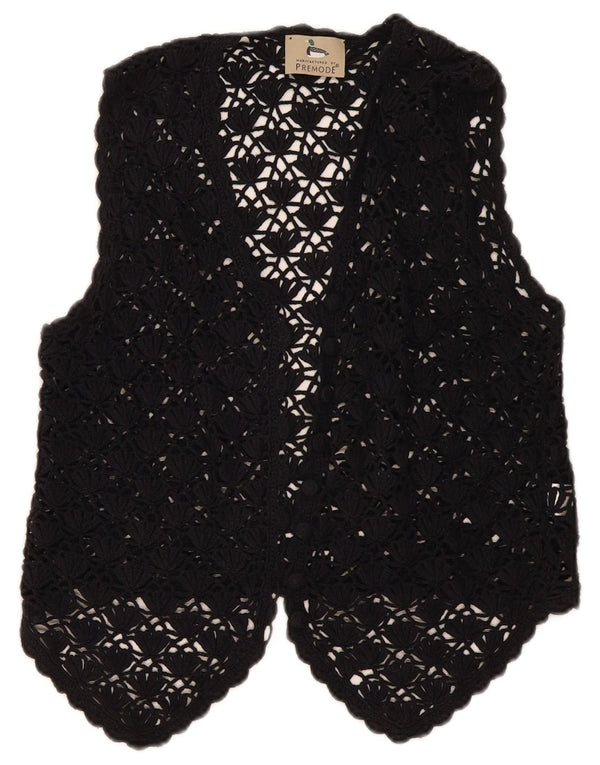 Premode Damen Crop Crochet Cardigan Top UK 12 Mittelschwarze Baumwolle