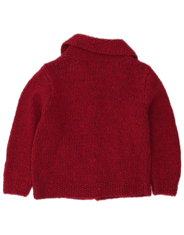 Carraig Donn Pige Cardigan Sweater 9-10 År Stor Bourgogne Flecked