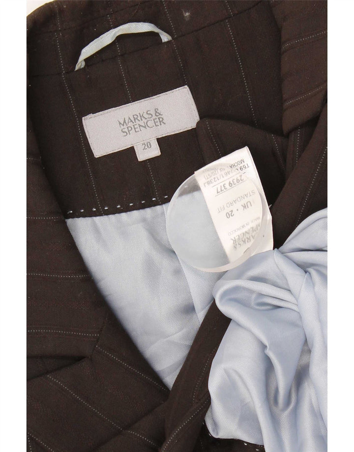 Marks & Spencer Abrigo para mujer UK 20 2XL Marrón Poliéster a rayas