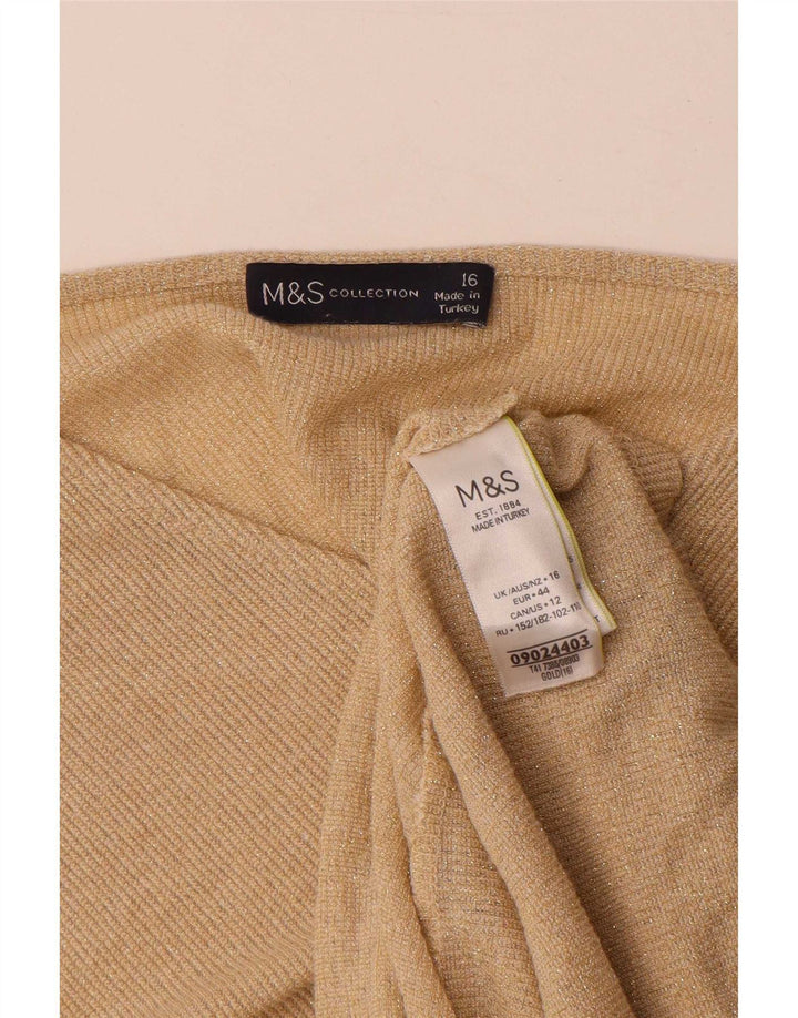 Marks & Spencer Womens Batwing Blouse Top UK 16 Large Gold Flecked Viscose