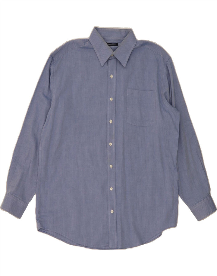 NAUTICA Mens Shirt Size 16 1/2 Large Blue Herringbone Cotton Vintage Nautica and Second-Hand Nautica from Messina Hembry 