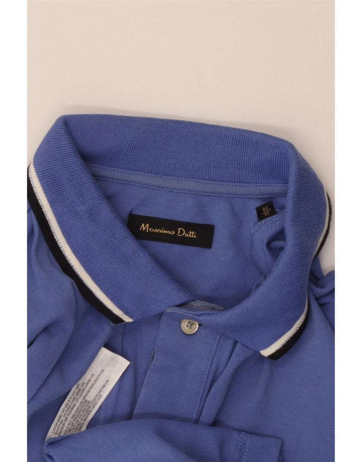 MASSIMO DUTTI Herren-Poloshirt aus mittelblauer Baumwolle
