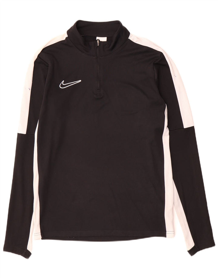 Nike Mens Dri Fit Zip Neck Top Long Sleeve Small Black Colourblock