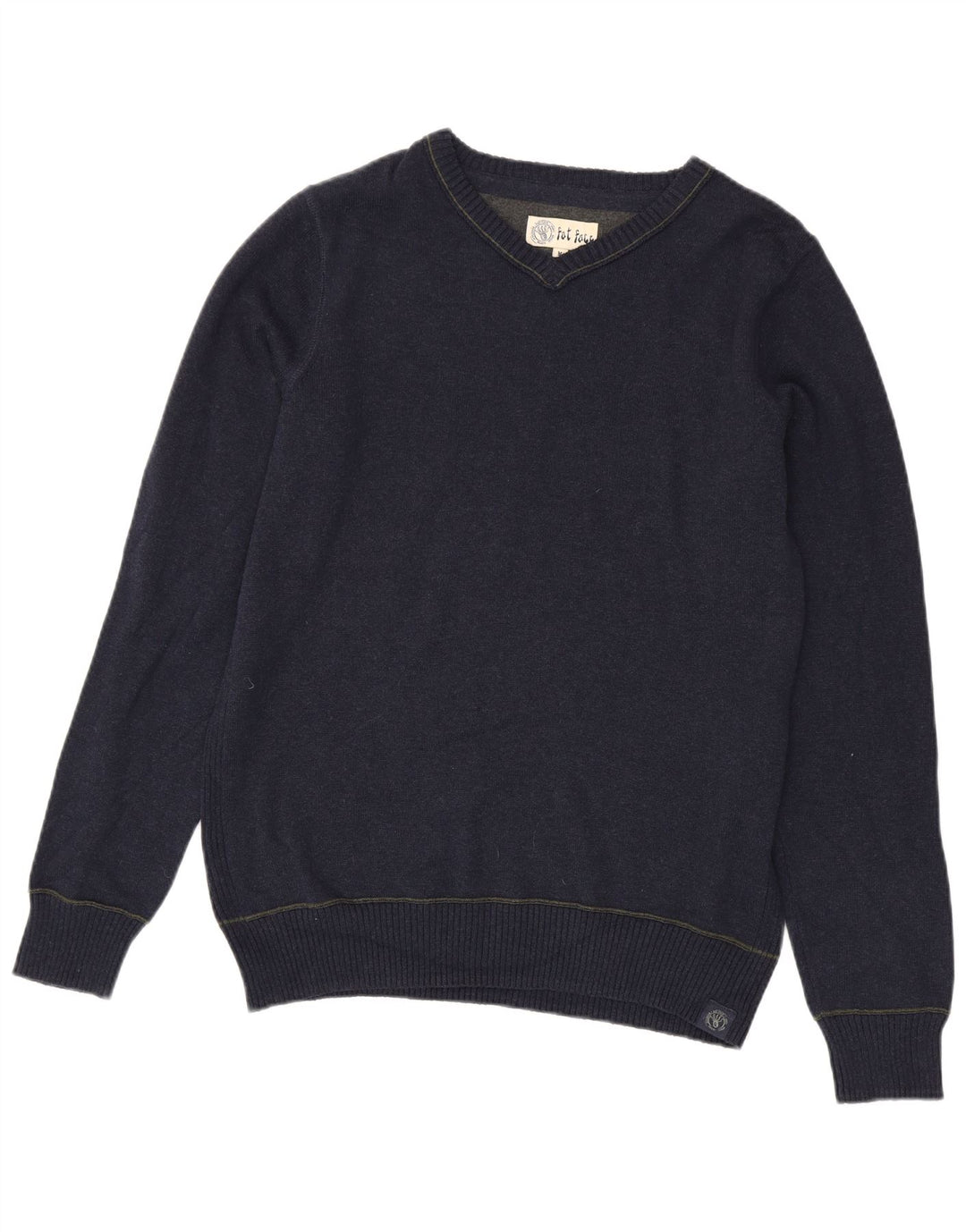 Fat Face Mens V-Neck Jumper Sweater Medium Navy Blue Cotton