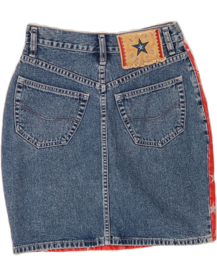 VINTAGE Womens Denim Skirt W26 Small  Red Colourblock Vintage Vintage and Second-Hand Vintage from Messina Hembry 