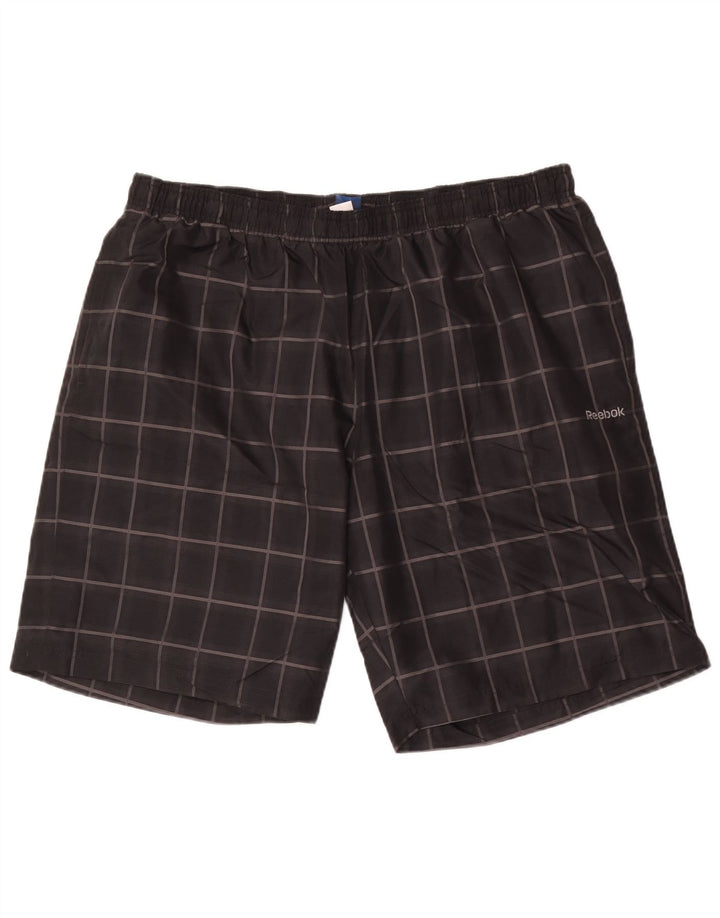 Pantaloncini sportivi Reebok da uomo XL neri a quadri in poliestere