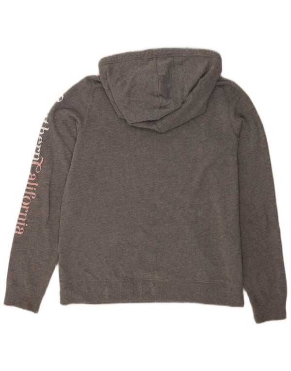 Hollister Womens Graphic Relaxed Fit Hoodie Jumper UK 10 Small Grey Cotton