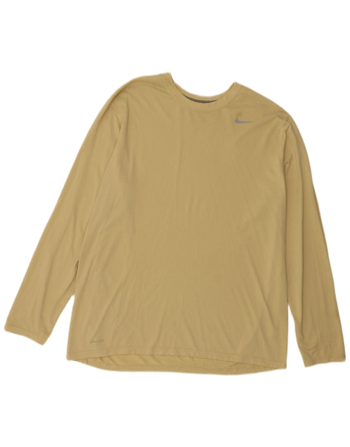 Nike Mens Dri Fit Top Long Sleeve XL Yellow Polyester