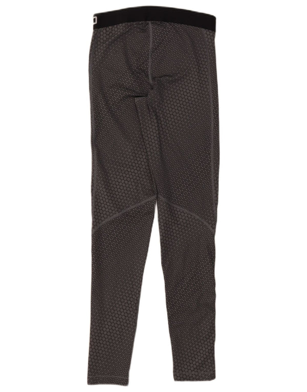 Nike Womens Dri Fit Graphic Leggings UK 12 Medium Grey Geometric Polyester