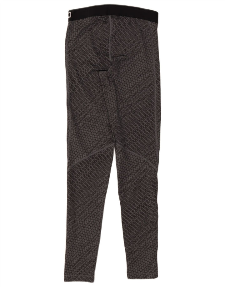 Nike Womens Dri Fit Graphic Leggings UK 12 Medium Grey Geometric Polyester