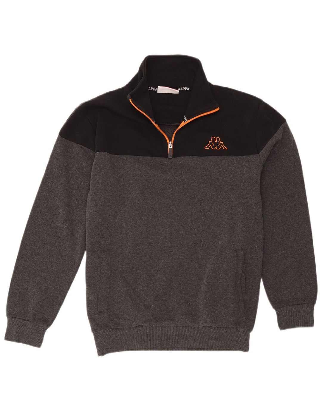 Kappa herre lynlås hals fleece jumper stor grå farveblok polyester