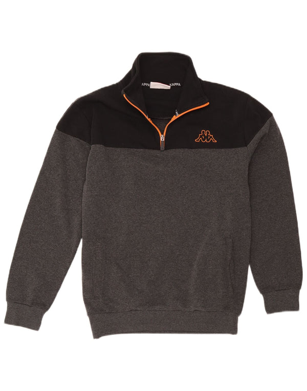 Kappa herre lynlås hals fleece jumper stor grå farveblok polyester