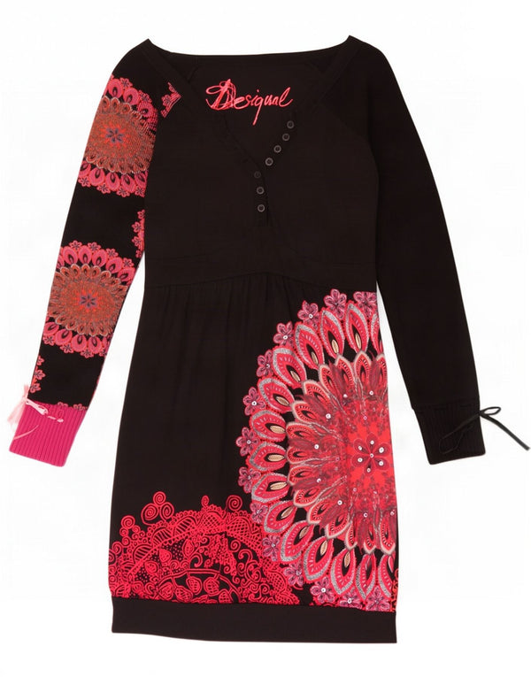 Γυναικείο μακρυμάνικο φόρεμα Desigual UK 8 Small Black Floral