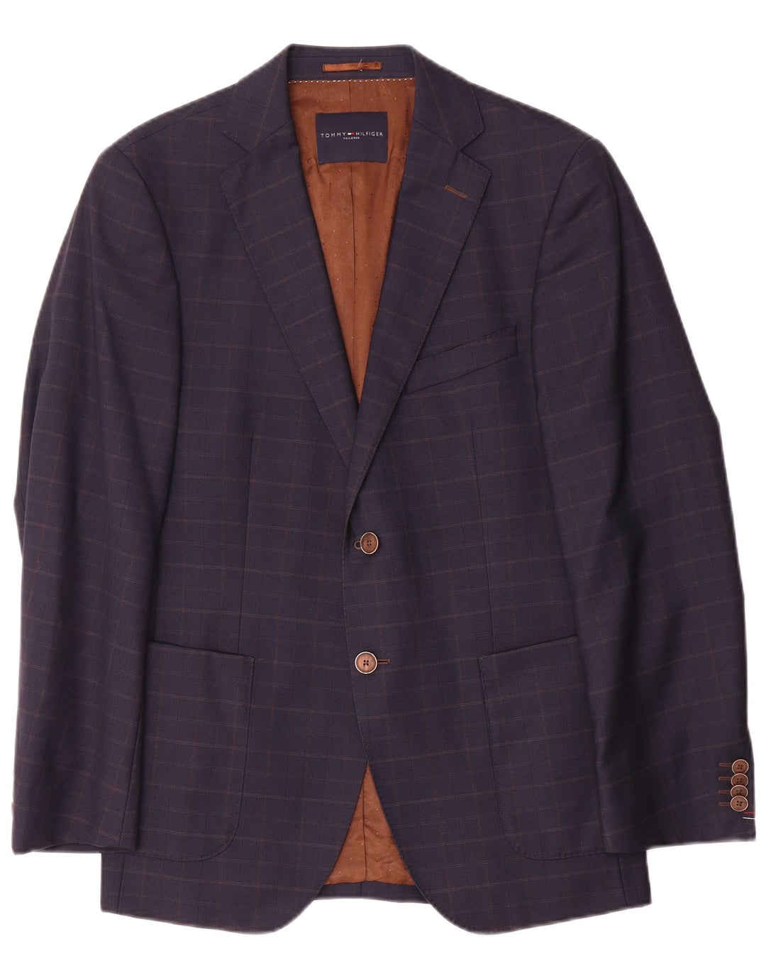 Tommy Hilfiger Herre skræddersyet blazerjakke IT 46 Small Navy Blue Check
