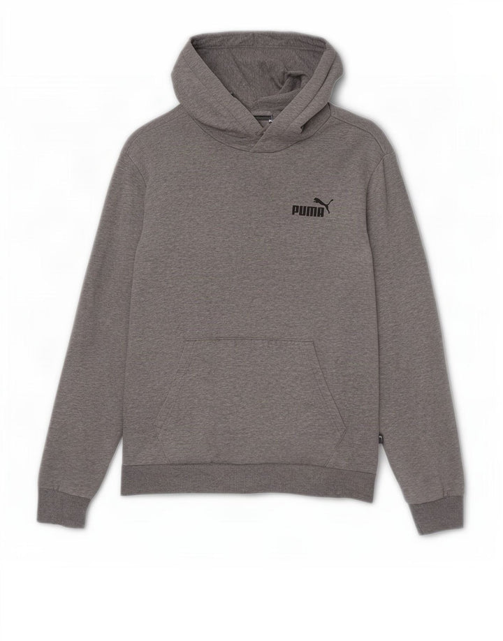 Felpa con cappuccio da uomo Puma in cotone chiazzato grigio medio