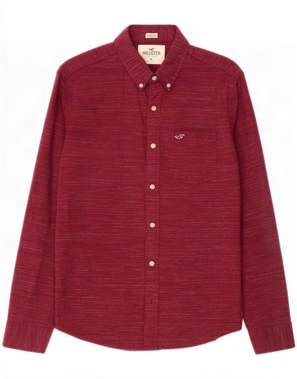 Hollister Mens Stretch Shirt Medium Burgundy Flecked Cotton