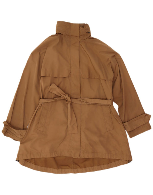 Zara Womens Hooded Oversized Trench Coat UK 10 Small Brown Polyester