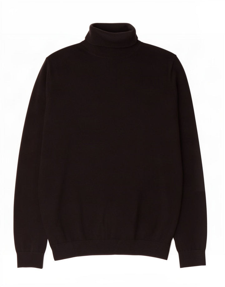 Marks & Spencer Mens Roll Neck Jumper Sweater Medium Black Cotton