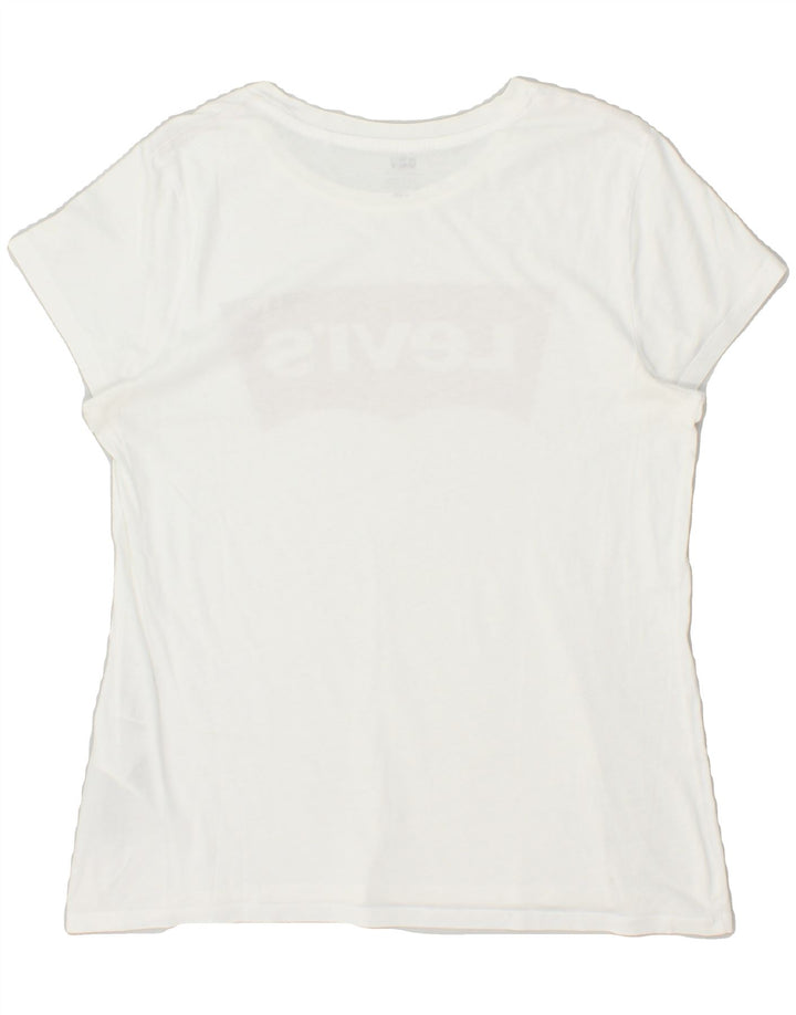 LEVI'S Womens Graphic T-Shirt Top UK 14 Medium White Cotton | Vintage Levi's | Thrift | Second-Hand Levi's | Used Clothing | Messina Hembry 
