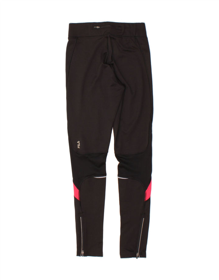 FILA Womens Leggings UK 10 Small Black Colourblock Polyester Vintage Fila and Second-Hand Fila from Messina Hembry 