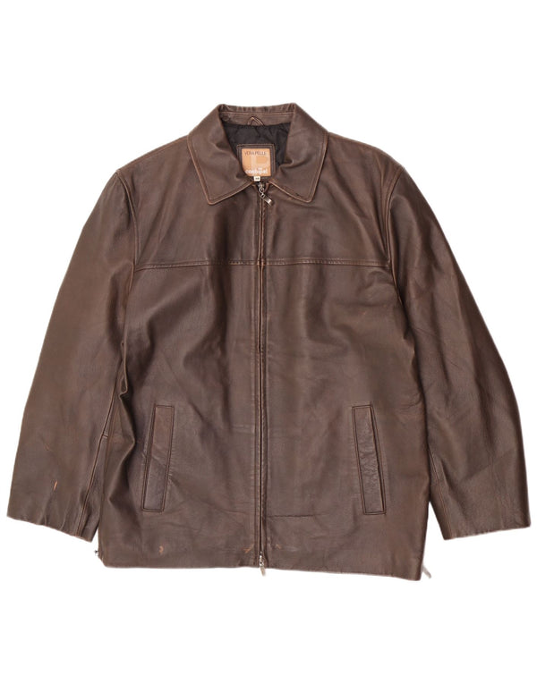 Conbipel Mens Leather Jacket IT 48 Medium Brown