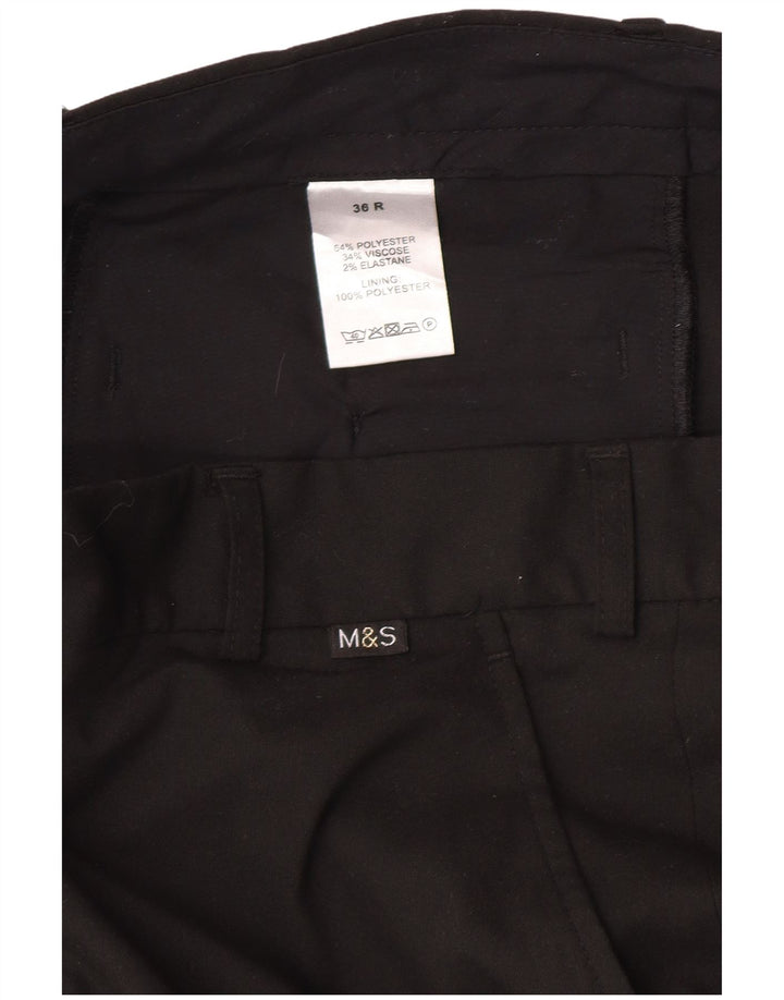 Pantaloni chino drepți pentru bărbați Marks & Spencer L36 L30 Poliester negru
