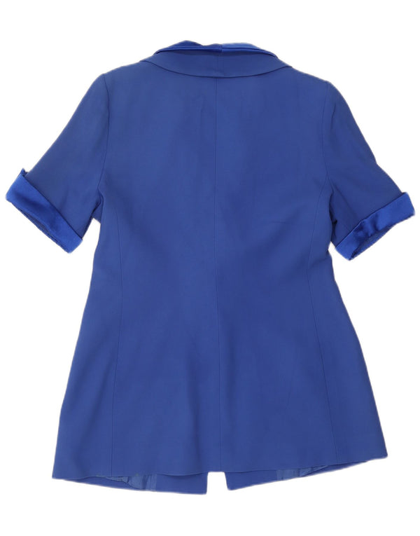 Velvet Womens 1 Button Short Sleeve Blazer Jacket IT 48 XL Blue Acetate