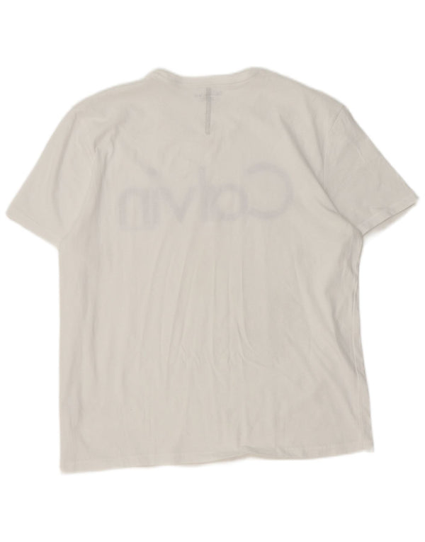 Maglietta grafica da donna Calvin Klein Jeans Top UK 16 Large Bianca