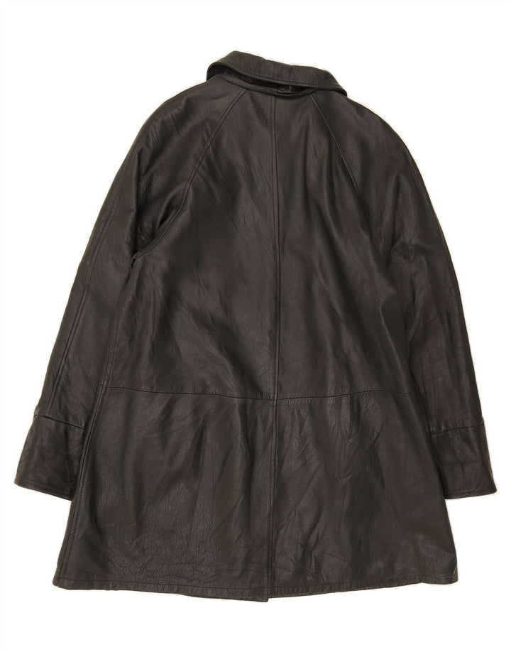 VINTAGE Womens Loose Fit Leather Coat IT 46 Large Black Leather Vintage Vintage and Second-Hand Vintage from Messina Hembry 