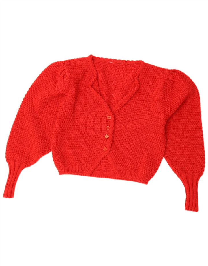 Vintage Womens Crop Cardigan Sweater UK 12 Medium Red