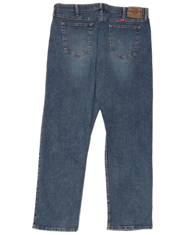 Wrangler Mens Relaxed Fit Straight Jeans W36 L32 Blue Cotton
