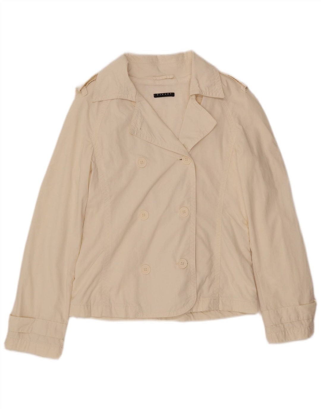 Sisley Womens Pea Coat IT 40 Small Off White Cotton