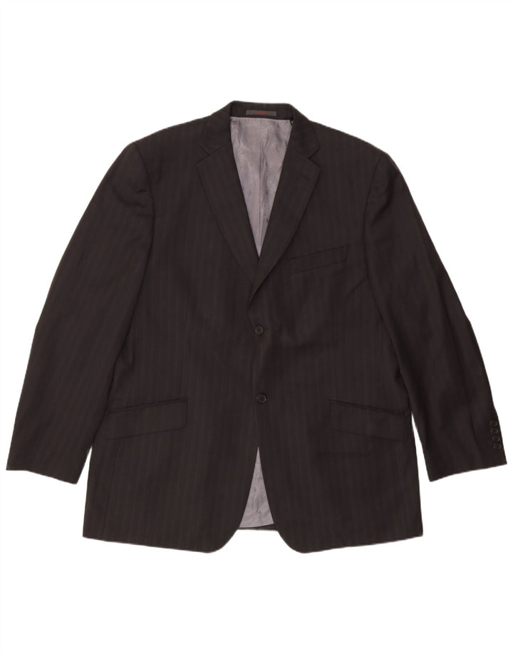 Giacca blazer da uomo a 2 bottoni Ted Baker UK 46 3XL lana gessata nera