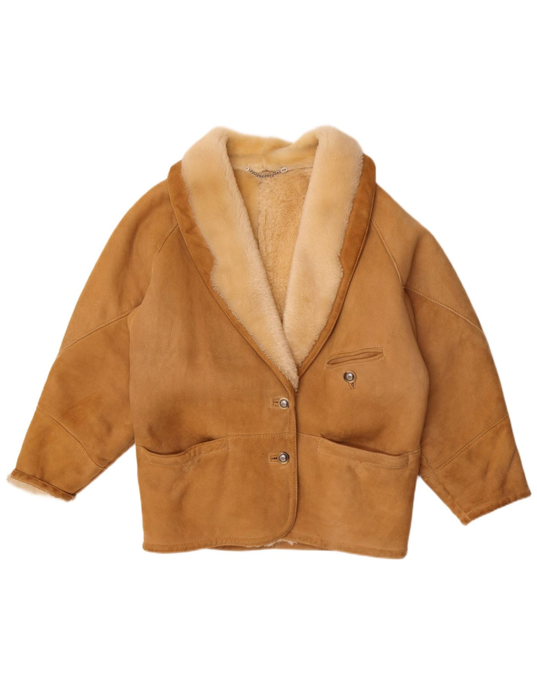 Conbipel Womens Oversized Shearling Jacket IT 42 Medium Brown