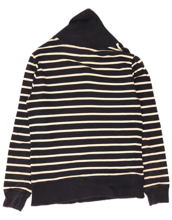 Zara Mens Shawl Neck Jumper Sweater Medium Navy Blue Striped