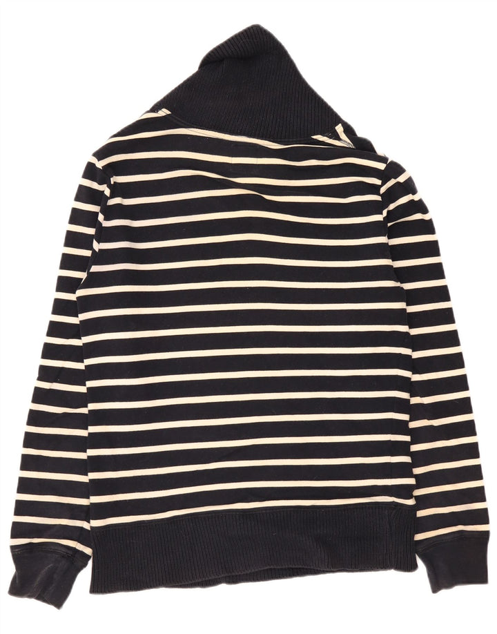 Zara Mens Shawl Neck Jumper Sweater Medium Navy Blue Striped