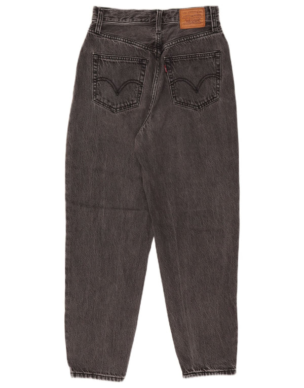 Levi's Damen High Rise Tapered Jeans W25 L27 Schwarze Baumwolle