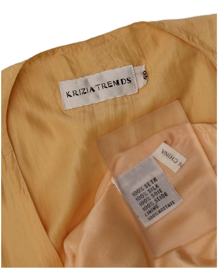 Krizia Womens Sleeveless Cardigan Top IT 40 Small Yellow Silk