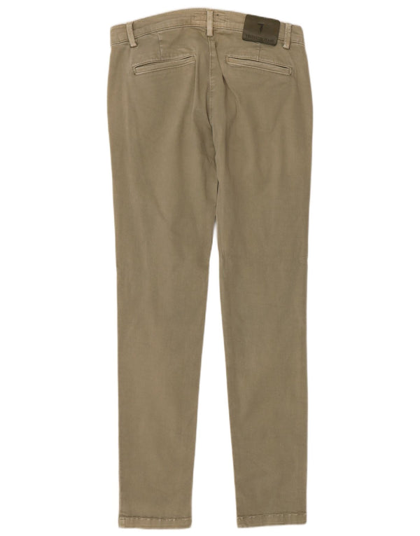 Trussardi Womens Slim Chino Trousers IT 38 XS W30 L31 Khaki Cotton
