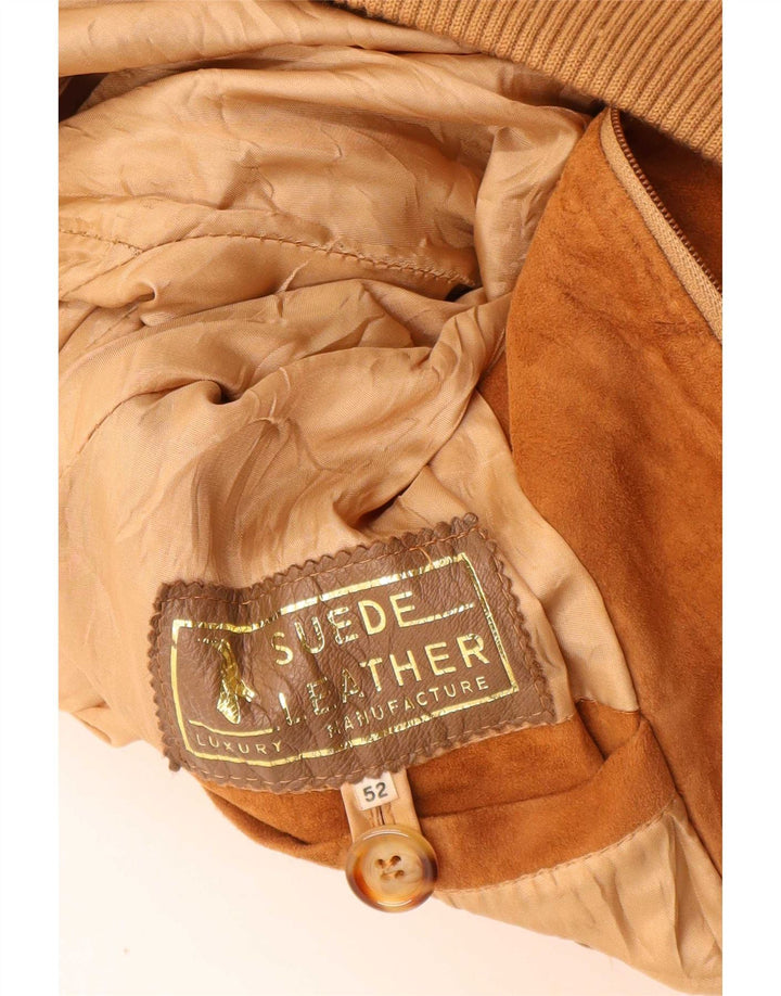 Vintage hombres ante bomber chaqueta IT 52 XL cuero beige
