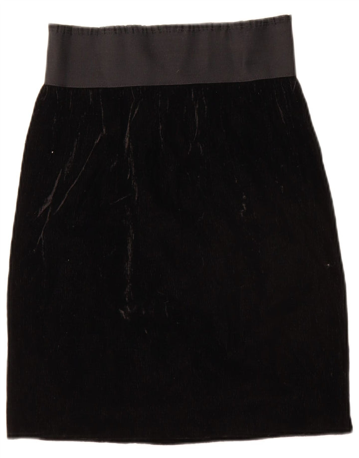 Vintage Kvinders Velvet A-Line nederdel W28 Medium Black