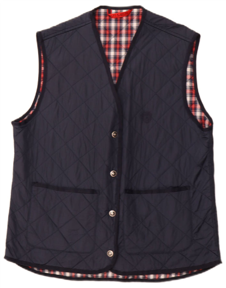 BELFE & BELFE Mens Quilted Gilet IT 46 Small Navy Blue Nylon