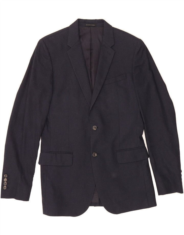REISS Mens 2 Button Blazer Jacket UK 38 Medium Navy Blue Wool Vintage Reiss and Second-Hand Reiss from Messina Hembry 