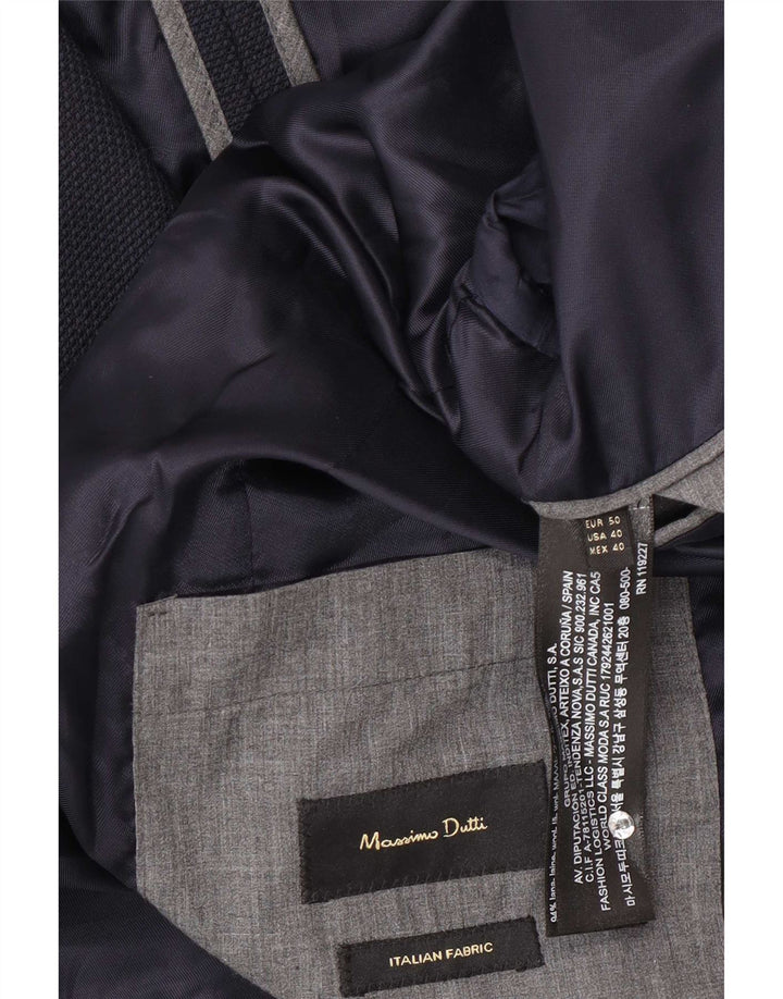 Jaqueta blazer masculina Massimo Dutti com 2 botões UE 50 lã azul marinho médio