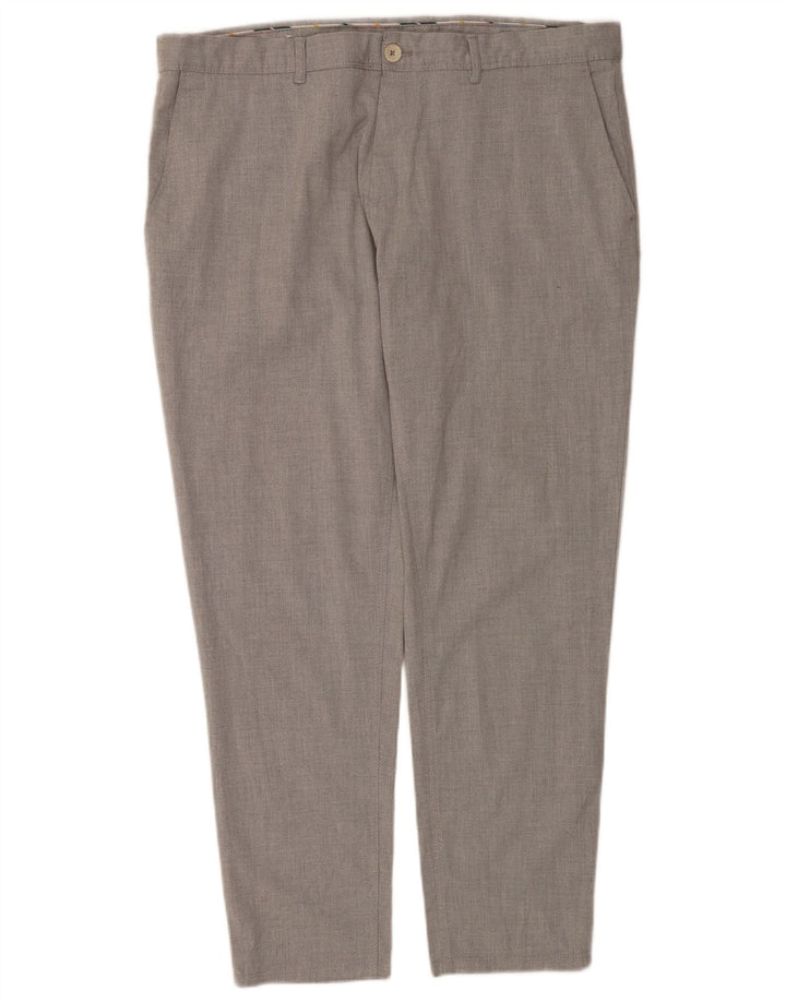 Zara Mens Slim Chino Trousers EU 48 XL W38 L29 Grey Polyester