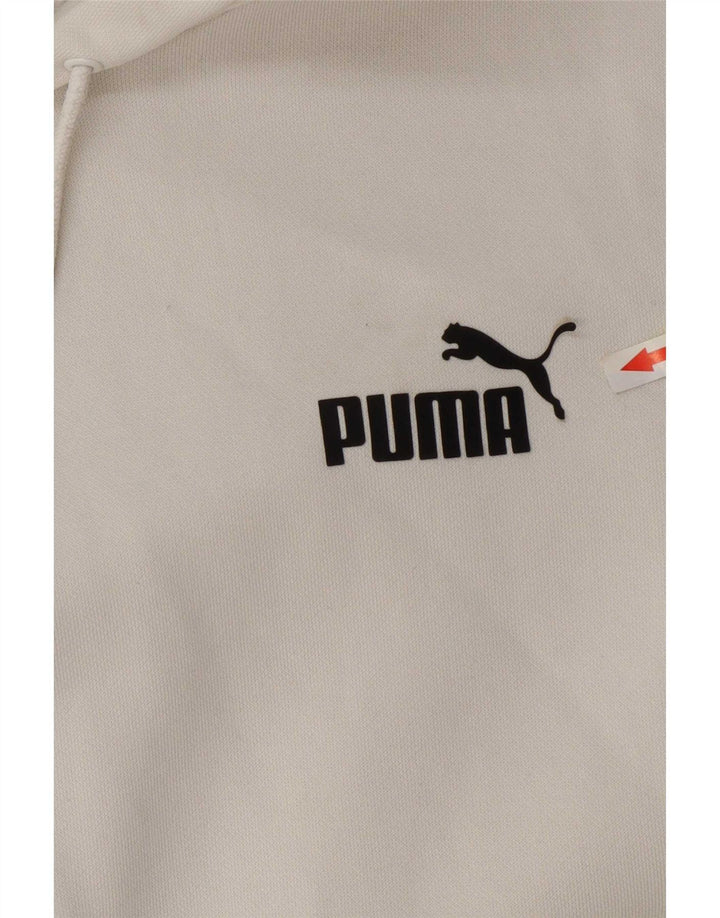 Puma Mens Graphic Hoodie Jumper Medium White Colourblock Cotton