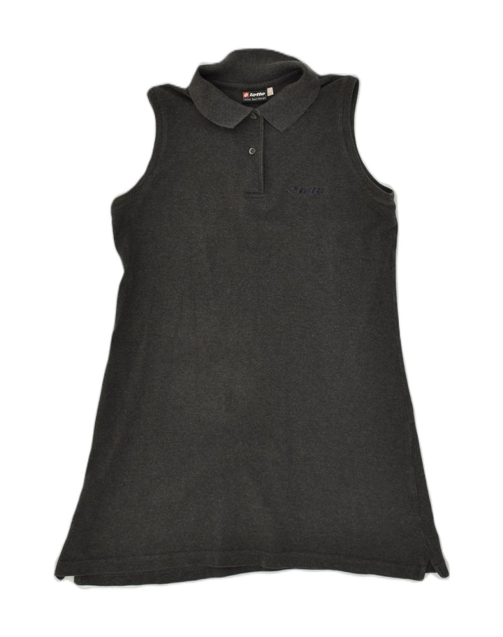 LOTTO Womens Sleeveless Polo Dress UK 14 Medium Grey Cotton | Vintage Lotto | Thrift | Second-Hand Lotto | Used Clothing | Messina Hembry 