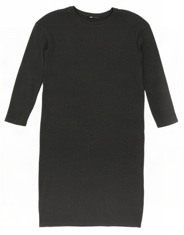 Abito maglione a maniche lunghe da donna Zara UK 14 Poliestere screziato verde medio