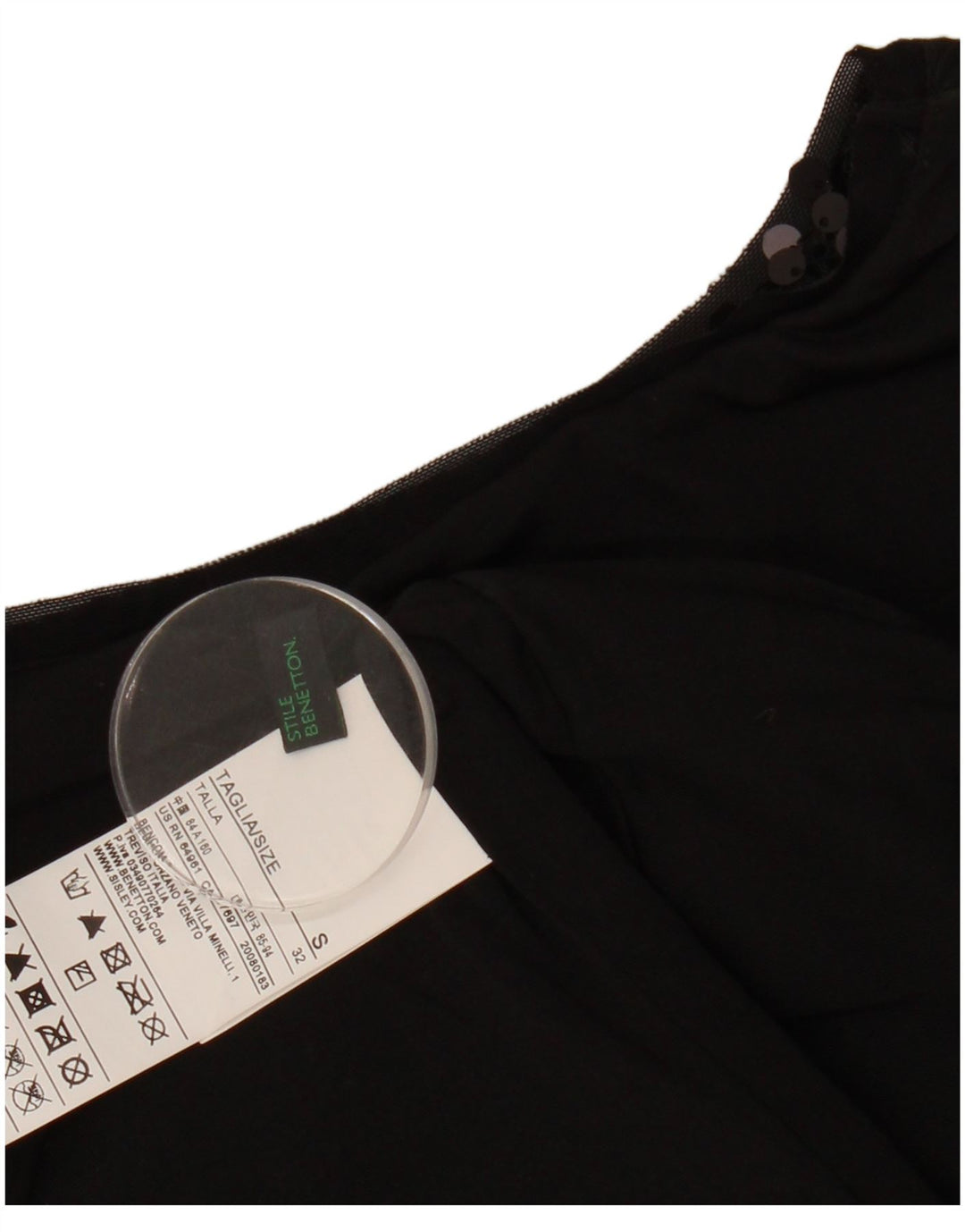 BENETTON Womens Sleeveless Shift Dress UK 10 Small Black Polyester